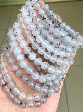 川料南红玛瑙水墨丹青手串特色7.6㎜手串圆珠小尺寸手串