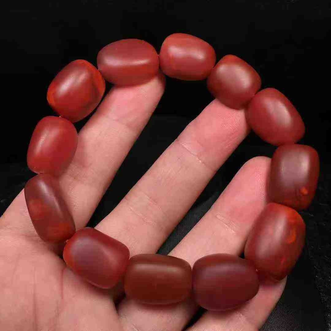 柔光川料南红玛瑙随型手串玫瑰红色手链男女款单圈收藏男女款籽料
