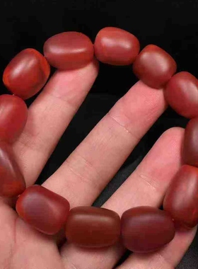 柔光川料南红玛瑙随型手串玫瑰红色手链男女款单圈收藏男女款籽料