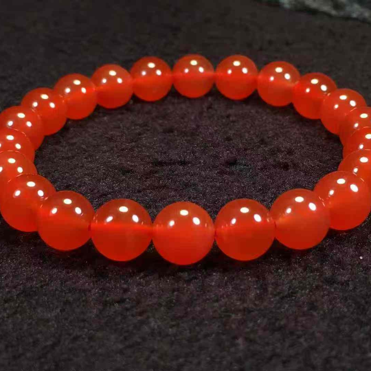 收藏品南红玛瑙保山冰红手串河湾料8.7㎜珠宝古玩收藏旧物件吊坠