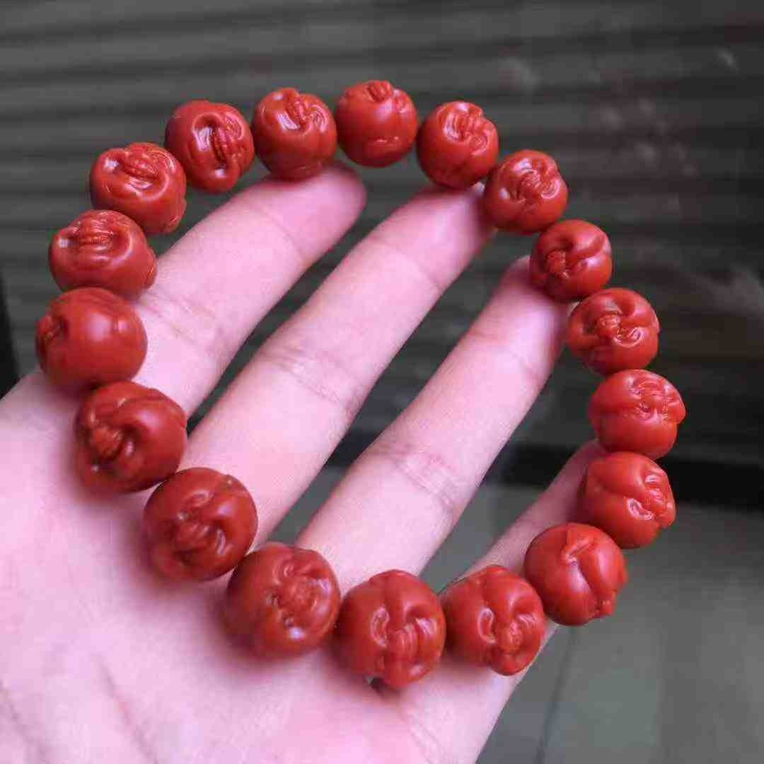 南红玛瑙瓦西料柿子红满色满肉弥勒佛头手串尺寸12mm单圈玉石男女