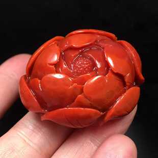 瓦西南红玛瑙大牡丹花吊坠挂件雕件花开富贵柿子红带玫瑰红手串
