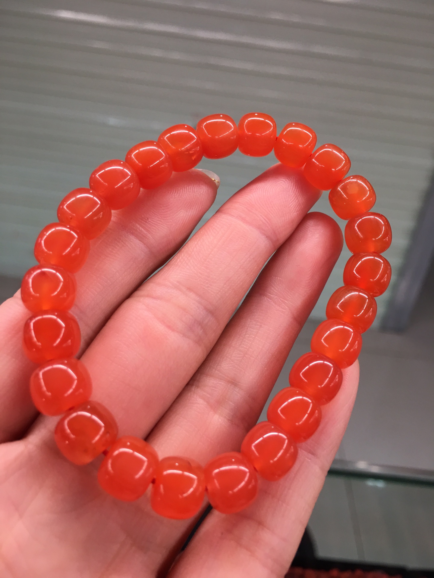 南红玛瑙保山冰红老型珠手串9㎜手链男女款单圈玉石男女款单圈