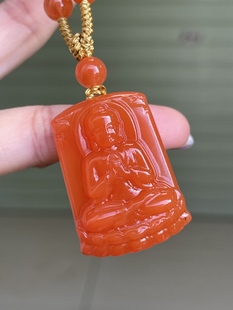 保山冰红南红玛瑙大日如来吊坠项链手工编织原创设计男女款 锁骨链