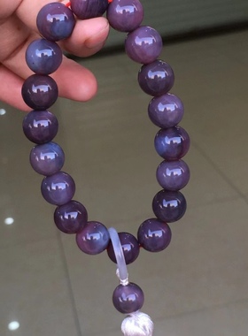 盐源玛瑙紫色手串链吊坠牡丹花莲花回纹老型珠弥勒笑佛男女百搭款