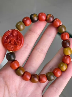 南红玛瑙包浆手串火焰纹佛珠包浆佛珠