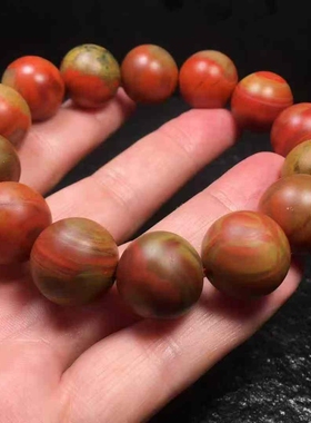 川料南红玛瑙包浆圆珠手串黄皮包浆16㎜柔光磨砂哑光男女款玉石男