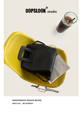 OOPSLOOK原创简约时尚托特包女潮大容量单肩斜挎通勤包小众女皮包