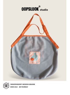 巫鹿可原创溯溪夏天网格大托特包溯溪包户外旅游大容量购物单肩包