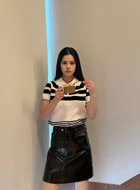 2024秋冬新款黑色皮裙半身裙女 高腰显瘦a字短裙子包臀一步裙