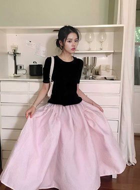 早春设计感浮雕肌理蓬蓬裙中长半身裙