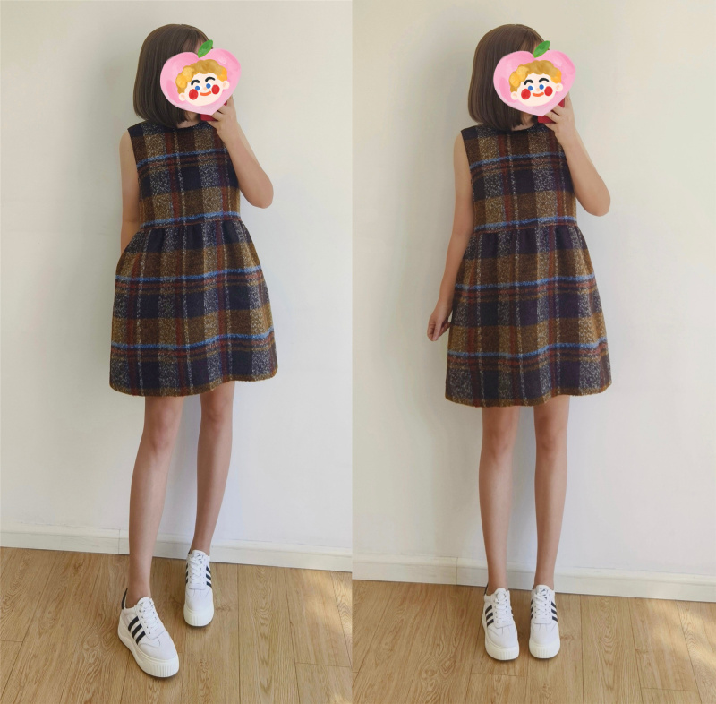 冬季大气简约毛呢无袖背心裙