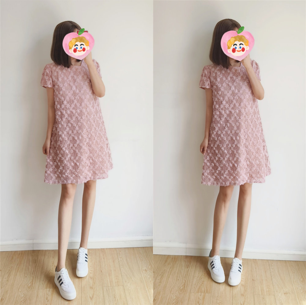 浅粉色甜美减龄连衣裙