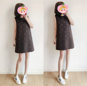 无袖 秋冬新款 女深棕色毛呢绣花显瘦背心裙轻奢高级感短款 连衣裙