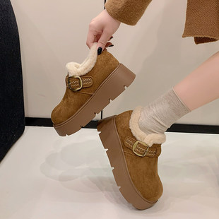 厚底加绒全包勃肯鞋毛绒棉鞋女鞋子2025冬季新款爆款雪地靴乐福鞋