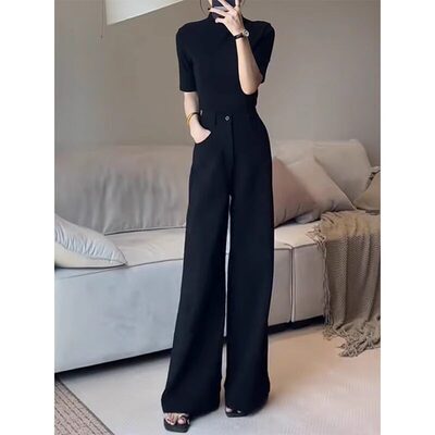 黑色高级阔腿西装裤女秋