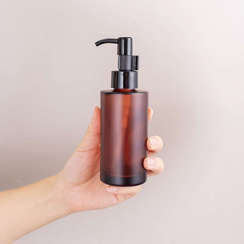 100毫升油泵瓶玻璃按压茶油茶籽油分装瓶精油精华沐浴露洗发水瓶