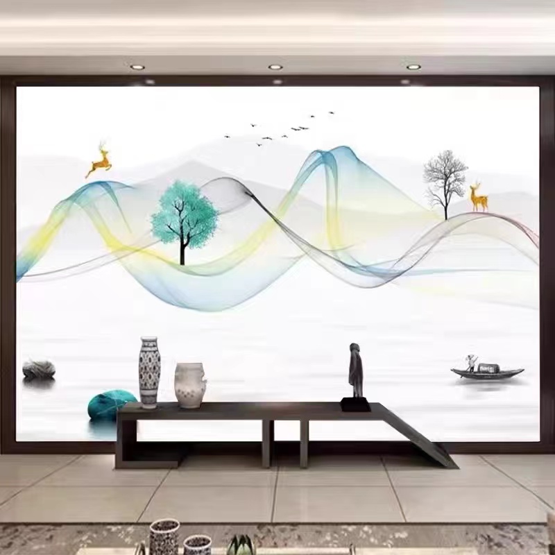 3D立体电视背景墙墙纸现代简约风墙布客厅卧室影视墙几何线条壁纸