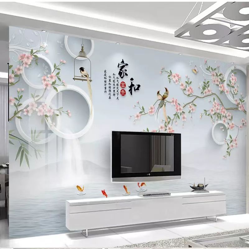 8d立体客厅电视背景墙壁纸5d大气装饰墙布山水壁画影视墙无缝壁布
