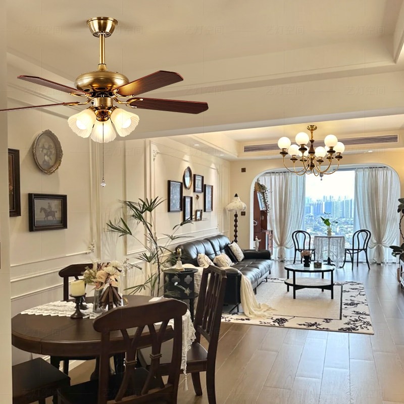 美式风扇灯复古餐厅吊扇灯家用一风电扇灯2025新款体客厅卧室中古,家装灯饰光源,风扇灯,淘宝优惠券,粉丝福利购,淘宝优惠卷