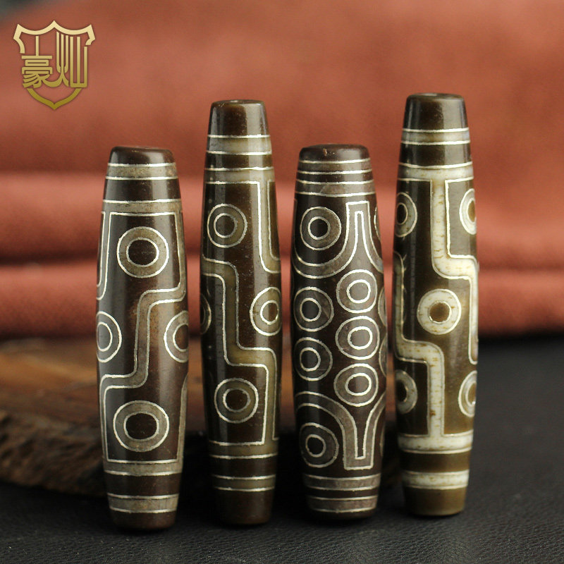 天珠吊坠掐丝镶嵌满朱砂天然西藏真品九眼原石老男女款民族风项链