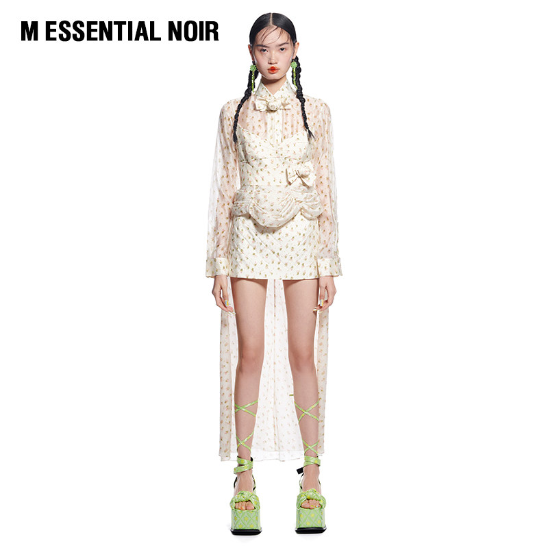 穗花印花 网纱连衣裙 m essential noir 马凯 设计师品牌