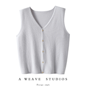 无声贵气感 手工边100%纯山羊绒坎肩女纯羊绒毛衣针织衫 马甲背心