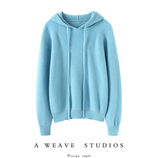 启超炙手可热！带帽羊绒衫女纯羊绒毛衣连帽羊绒卫衣针织打底帽衫