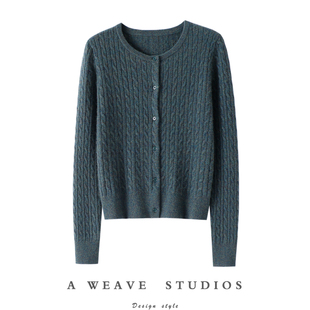 女纯羊绒毛衣针织外套秋冬 圆领100%纯山羊绒开衫 一眼心动 质感