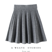 气质从容 百褶羊绒半身裙显瘦A字小个子短裙女针织半裙子2023新款