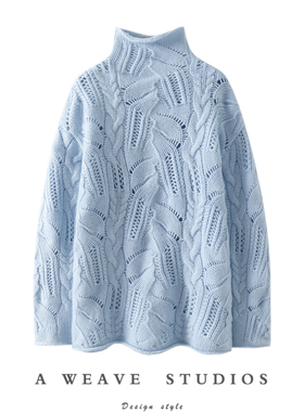 启超官方正品！粗棒针加厚100%纯山羊绒衫女半高领纯羊绒毛衣秋冬