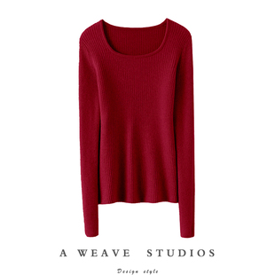 通勤一生之爱！山羊绒衫100纯羊绒女圆领修身毛衣针织打底衫秋冬