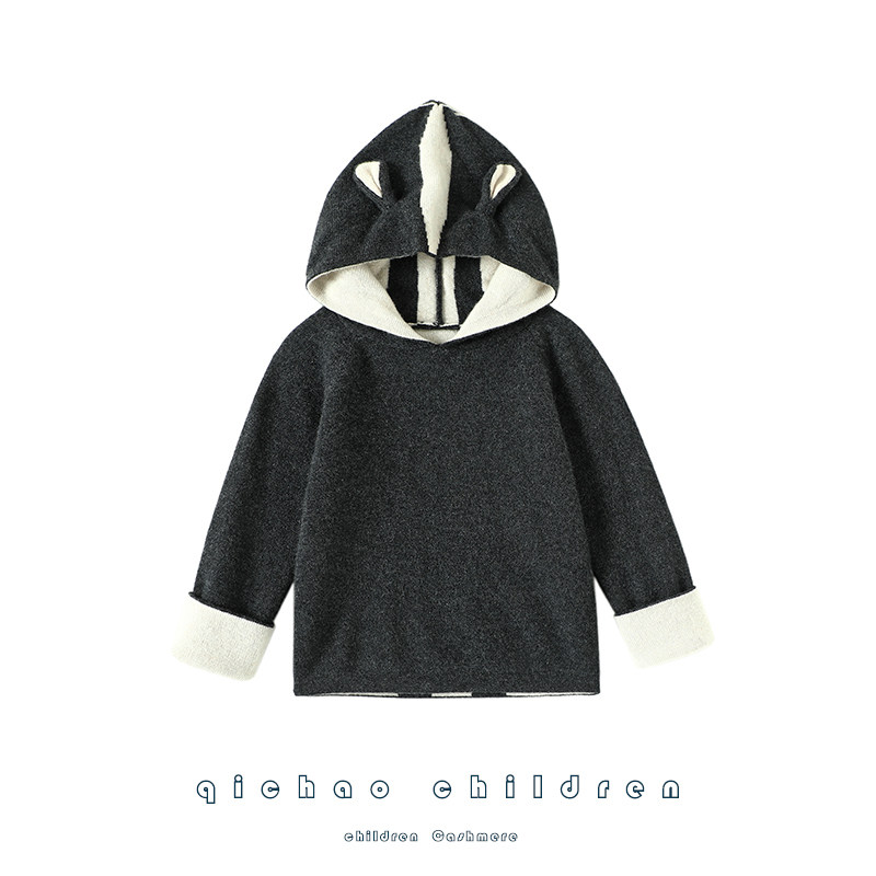 太喜欢了！双层加厚儿童连帽羊绒衫男女款纯羊绒毛衣针织帽衫秋冬