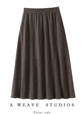 气质巨出圈！精纺100%纯山羊绒半身裙子女中长款A字针织伞裙新款