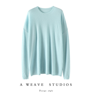 上身效果好美~精纺山羊绒衫女桂花针宽松薄款套头衫空调衫防晒衫