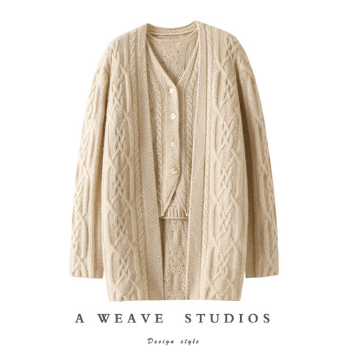 启超官方高端100%纯山羊绒衫套装