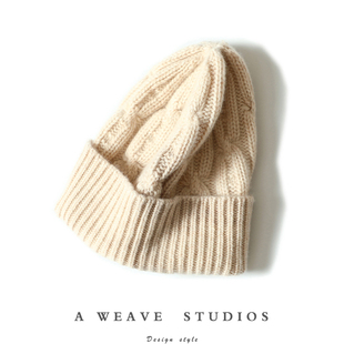 时髦前沿~男女通用纯山羊绒帽子加厚秋冬女纯羊绒帽子绞花针织帽