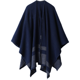 奢！重磅1000克+100%纯山羊绒披肩外套斗篷大披风保暖空调房加厚