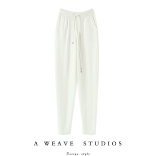 太爱了!洒脱又洋气帅帅的白纯羊绒裤子女外穿秋冬韩版微垮裤卫裤