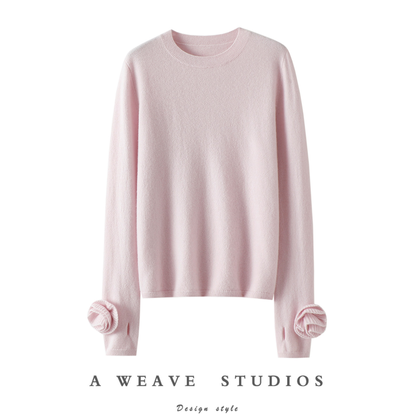 处处精致~手工花朵100%纯山羊绒衫女圆领羊绒毛衣针织打底衫秋冬,女装/女士精品,羊绒衫,淘宝优惠券,粉丝福利购,淘宝优惠卷