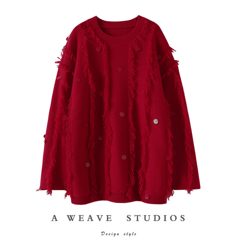 时髦绚烂之璀璨！加厚手工亮片羊绒衫女圆领纯羊绒毛衣毛絮宽松冬,女装/女士精品,羊绒衫,淘宝优惠券,粉丝福利购,淘宝优惠卷