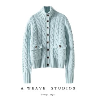 女半高领纯羊绒毛衣外套 加厚100%纯山羊绒开衫 复古且精致 奢