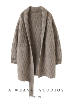 意大利上身贼好看！重磅加厚羊绒开衫女中长款纯羊绒毛衣外套宽松