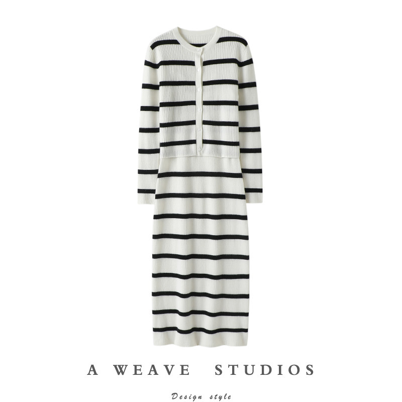 小众封神美~条纹100%纯山羊绒开衫女纯羊绒吊带长裙子两件套装,女装/女士精品,羊绒衫,淘宝优惠券,粉丝福利购,淘宝优惠卷