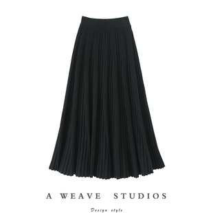 启超时髦调性！加厚100%纯山羊绒裙子女半身裙针织A字伞裙秋冬