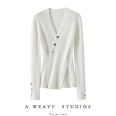 V领100%纯山羊绒衫 女纯羊绒毛衣针织衫 修身 启超日常精致风 打底衫