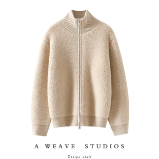 气质醉人啊 女高领纯羊绒毛衣外套 重磅加厚100%纯山羊绒拉链开衫