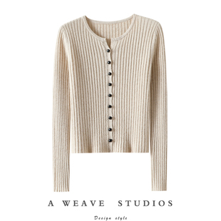 女毛衣针织打底衫 圆领100%纯羊绒开衫 秋冬 太能搭了 颜值担当