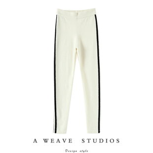 裤 侧边条纹紧身羊绒裤 子 子女外穿运动打底裤 加厚羊绒裤 很少见