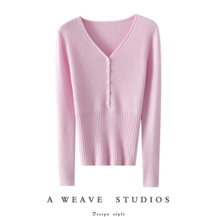 羊绒毛衣针织打底衫 女修身 秋冬 V领100%纯山羊绒衫 上身效果好棒